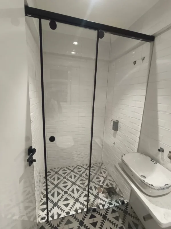 Frameless glass shower cubicle for modern bathroom