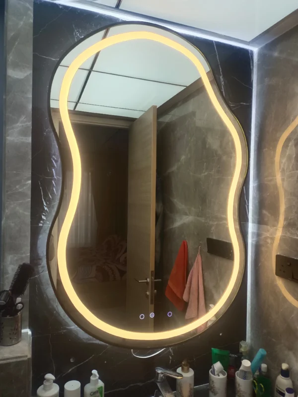 shape led mirror with frame