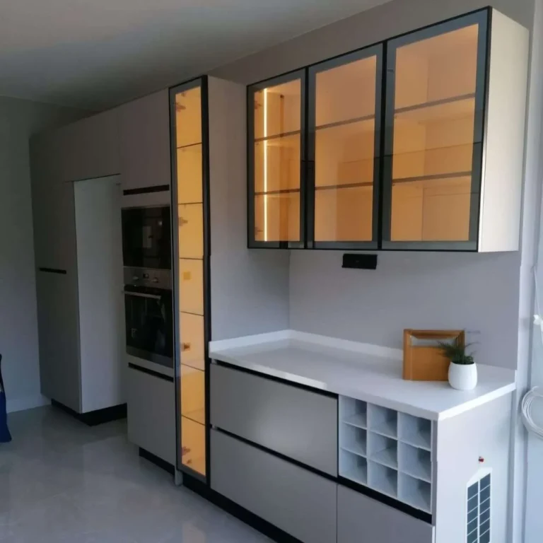 Modern aluminium profile shutter door for a modular kitchen in Pune