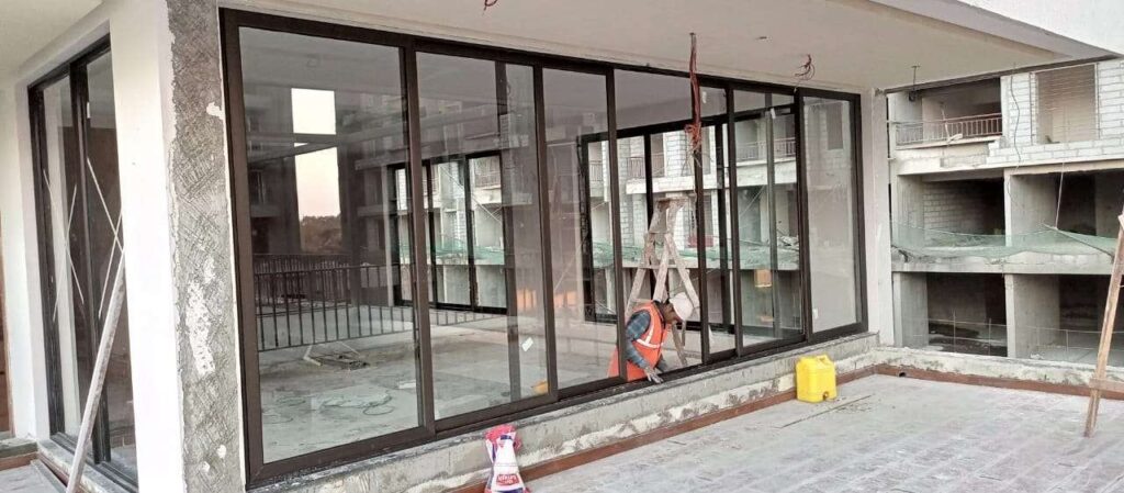 aluminium sliding glass partition